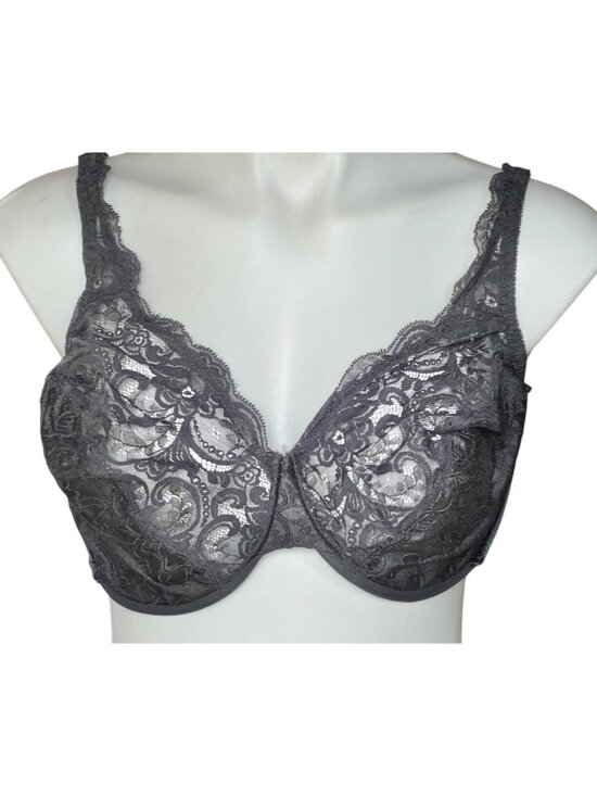 Unknown Other - Lace Underwire Bra 36D Adjustable Straps Black Coquette Intimate Wear Vintage
